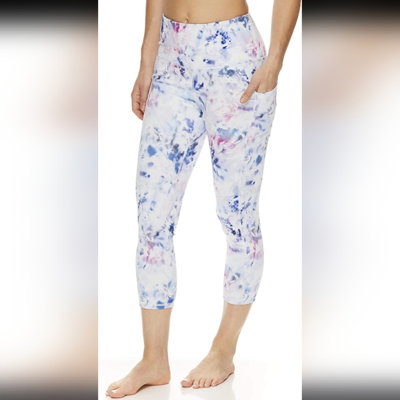 GAIAM Pants - Gaiam yoga Riley leggings white blue purple size medium